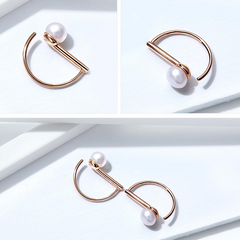 Boucles d’Oreilles Créoles avec Perles Argent Sterling 925 plaqué or rose - Photo 4