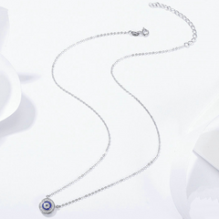 Collier Oeil d’Allah chaîne avec pendentif en Argent Sterling 925 plaqué or blanc avec zircons blancs et fermoir ajustable - Photo 4