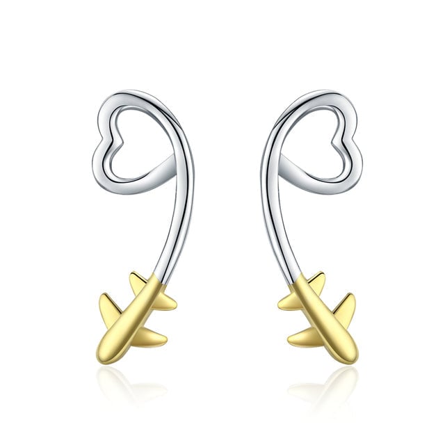 Boucles d'Oreilles Coeurs avec Avions