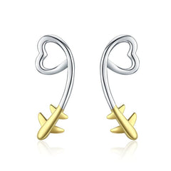 Boucles d'Oreilles Coeurs avec Avions