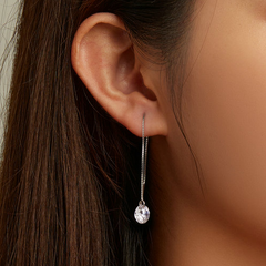 Chaînes d’Oreilles Blanches Pendantes en Argent sterling 925 plaqué or blanc avec zircons blancs - Photo 2