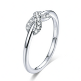 Bague Infini Brillant en argent 925 plaqué or blanc avec pavé de zircons blancs