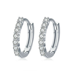 Boucles d’Oreilles Créoles Brillants en argent 925 plaqué or blanc avec zircons blancs