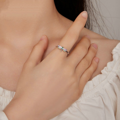 Bague Libellule en argent 925 plaqué or blanc ajustable avec zircons colorés - Photo 2