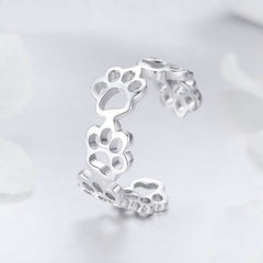 Bague Pattes en argent 925 plaqué or blanc ajustable - Photo 3