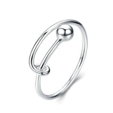Bague Sphère en argent 925 plaqué or blanc ajustable