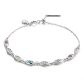 Bracelet Yeux Protecteurs en argent 925 plaqué or blanc ajustable avec zircons colorés