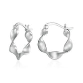 Boucles d’Oreilles Créoles Ondulés Argent Sterling 925 plaqué or blanc