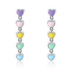 Boucles d'Oreilles Coeurs Colorés