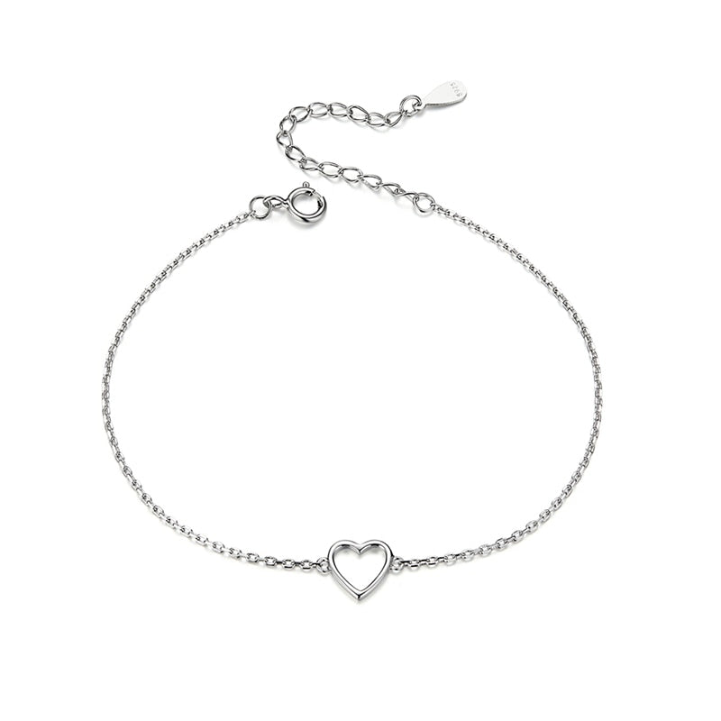 Bracelet Coeur en argent 925 plaqué or blanc ajustable