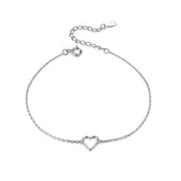 Bracelet Coeur en argent 925 plaqué or blanc ajustable