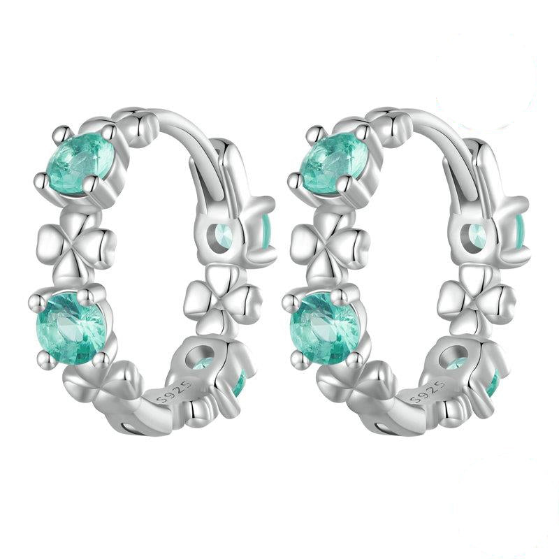 Boucles d'Oreilles Créoles Trèfle à Quatre Feuilles
