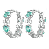 Boucles d'Oreilles Créoles Trèfle à Quatre Feuilles