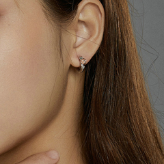 Boucles d’Oreilles Créoles Roses en argent 925 plaqué or blanc et or rose - Photo 2