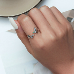 Bague Colibri en argent 925 plaqué or blanc ajustable avec zircons blancs - Photo 2