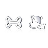 Boucles d'Oreilles Chien avec Os