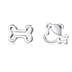 Boucles d'Oreilles Chien avec Os