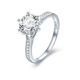 Bague Solitaire en argent 925 plaqué or blanc avec zircon blanc et pavé