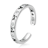 Bague Papillons en argent 925 plaqué or blanc ajustable avec zircons blancs