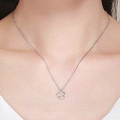 Collier Chat avec Coeur en argent 925 plaqué or blanc - Photo 2