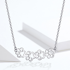 Collier Pattes en argent 925 plaqué or blanc ajustable - Photo 3