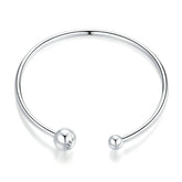 Bracelet Deux Sphères jonc en argent 925 plaqué or blanc