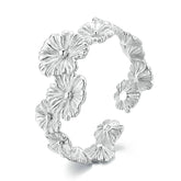 Bague Marguerites en argent 925 plaqué or blanc ajustable