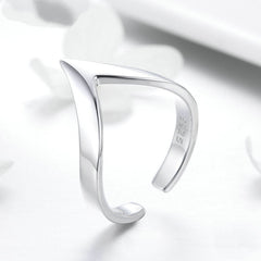 Bague en V en argent 925 plaqué or blanc ajustable - Photo 3
