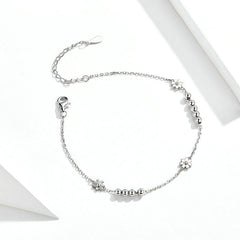 Bracelet Marguerites en argent 925 plaqué or blanc ajustable - Photo 3