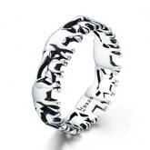Bague Éléphants en argent 925 plaqué or blanc