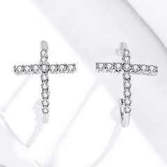 Boucles d'Oreilles Créoles avec Croix - Image 4
