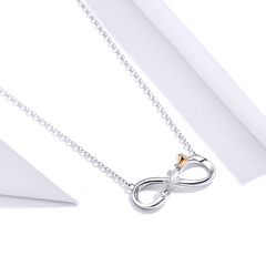Collier Infini aver Rose en argent 925 plaqué or blanc et or rose ajustable - Photo 3