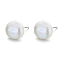 Boucles d’Oreilles Perles Baroques Puces en Argent Sterling 925 plaqué or blanc