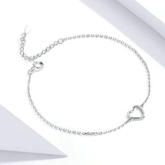 Bracelet Coeur en argent 925 plaqué or blanc ajustable - Photo 4