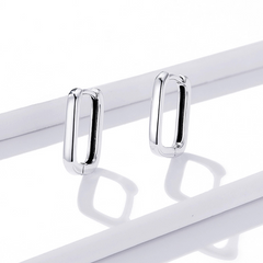 Boucles d'Oreilles Créoles Rectangles - Image 3