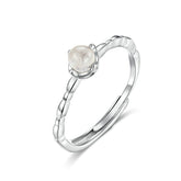 Bague Pierre de Lune en argent 925 plaqué or blanc ajustable
