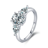 Bague Trilogie en argent 925 plaqué or blanc avec zircons blancs