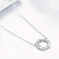 Collier Bouquet de Fleurs en argent 925 plaqué or blanc ajustable avec zircons blancs - Photo 3