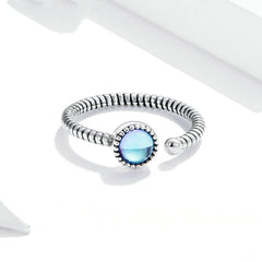 Bague Pierre de Lune en argent 925 plaqué or blanc ajustable avec pierre de lune - Photo 3