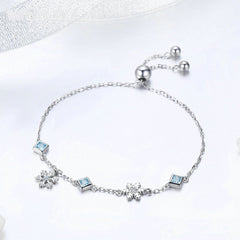 Bracelet Cristaux de Glace en argent 925 plaqué or blanc ajustable avec zircons blancs et bleus - Photo 4