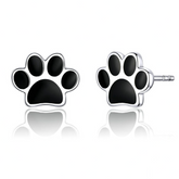 Boucles d’Oreilles Pattes Puces en Argent Sterling 925 plaqué or blanc émaillé noir