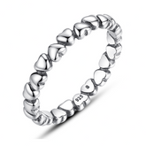 Bague Petits Coeurs en argent 925 plaqué or blanc