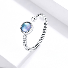 Bague Pierre de Lune en argent 925 plaqué or blanc ajustable avec pierre de lune - Photo 4