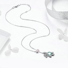 Collier Ourson en argent 925 plaqué or blanc avec zircons colorés - Photo 4