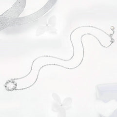 Collier Bouquet de Fleurs en argent 925 plaqué or blanc ajustable avec zircons blancs - Photo 4