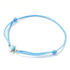 Bracelet Tortue style marin en corde bleue ajustable avec tortue en argent 925 et pierre turquoise - Photo 4