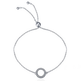 Bracelet Cercle Lumineux en argent 925 plaqué or blanc ajustable avec zircons blancs