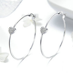 Boucles d'Oreilles Créoles Coeurs - Image 3