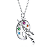 Collier Palette de Couleurs Argent Sterling 925 plaqué or blanc émaillé à la main