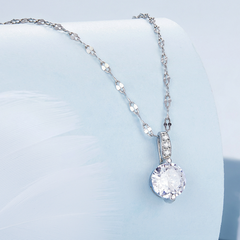 Collier Point Lumineux en argent 925 plaqué or blanc ajustable avec zircons blancs - Photo 4
